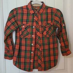 Red Camel Boys Red plaid Western Long Sleeve Shirt